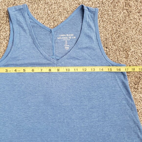 Gap Blue Linen Blend Melange De Lin Tank Top Women Size Small, Thinner Fabric - Picture 4 of 6